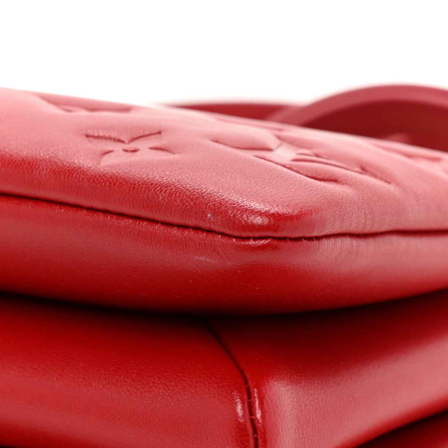 Mother of Pearl Lambskin Embossed Monogram Coussin BB Red Green