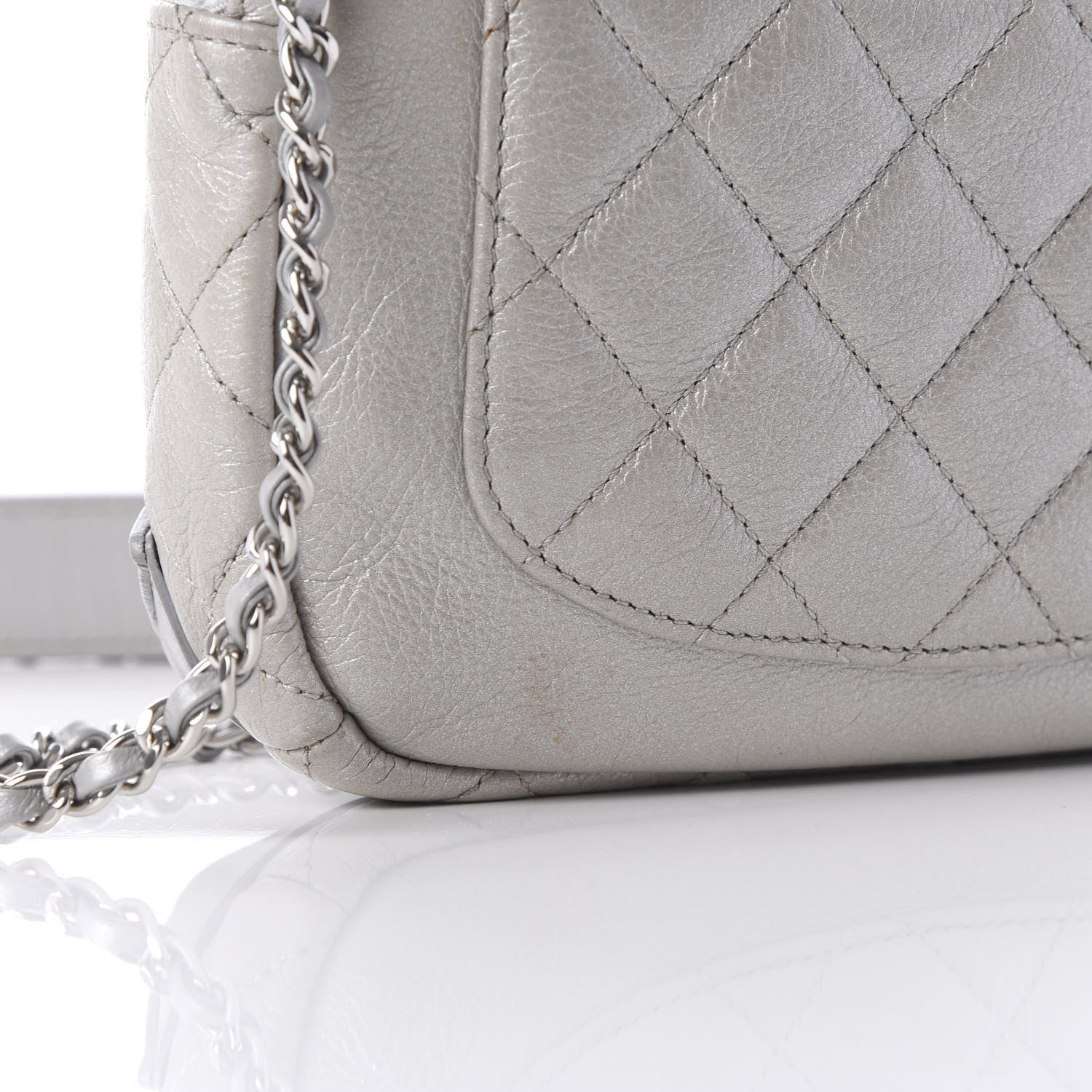 Chanel Metallic Calfskin Camera Case Silver 10 of 10