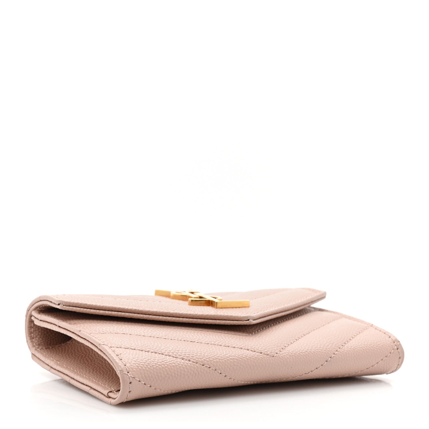 Saint Laurent Grain De Poudre Matelasse Chevron Small Monogram Envelope Wallet Pink 4 of 10