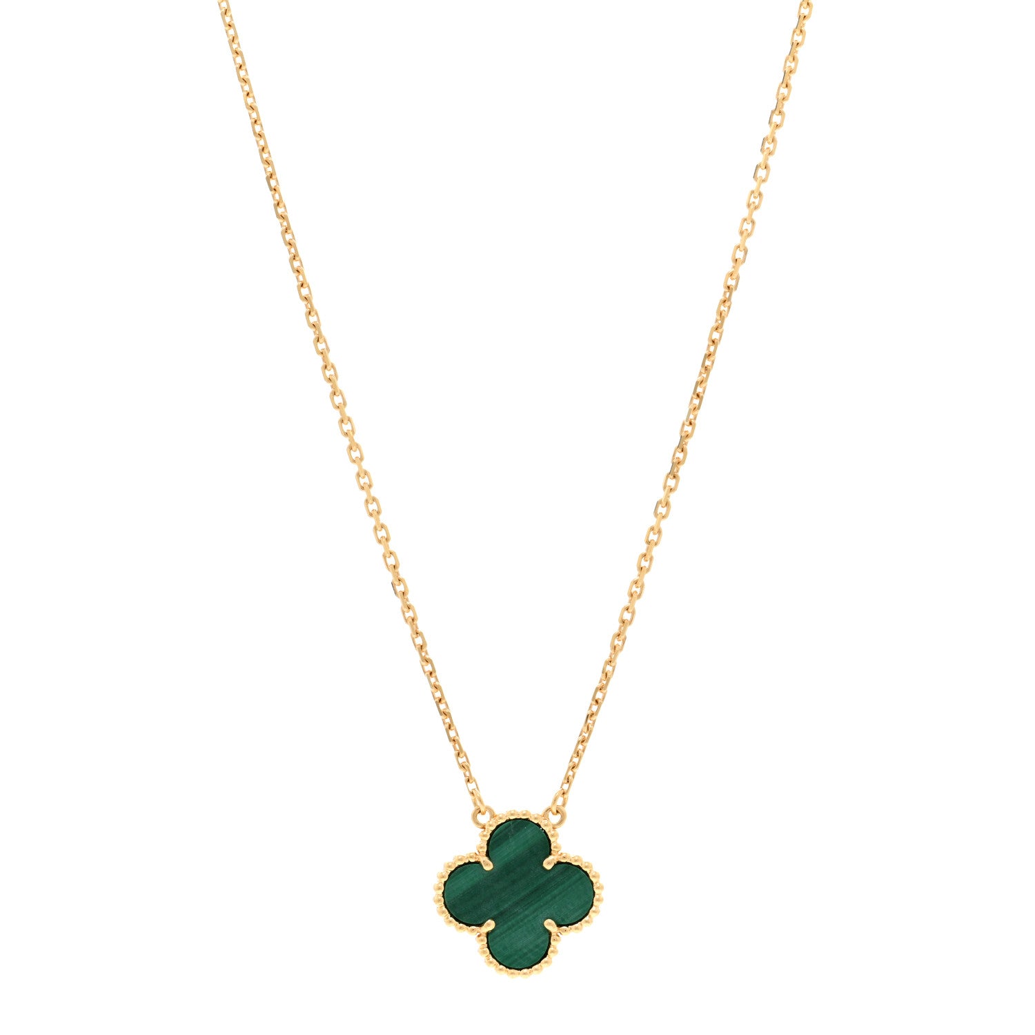Van Cleef & Arpels 18K Yellow Gold Malachite Vintage Alhambra Pendant Necklace 1 of 5