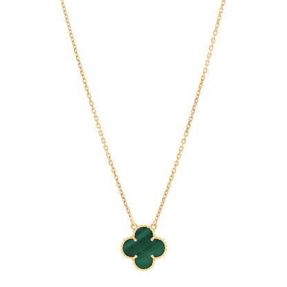 Van Cleef & Arpels 18K Yellow Gold Malachite Vintage Alhambra Pendant Necklace 1 of 5