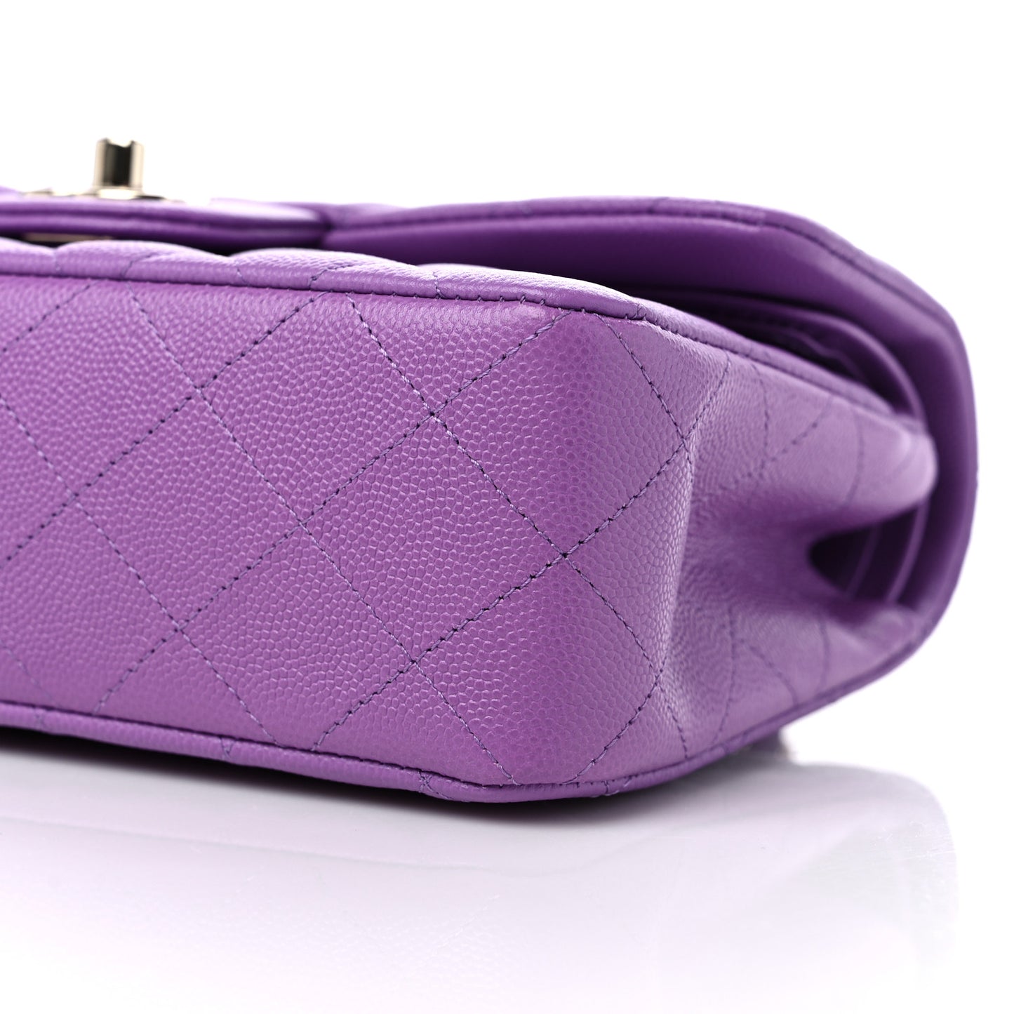 Lambskin Quilted Small Double Flap Purple