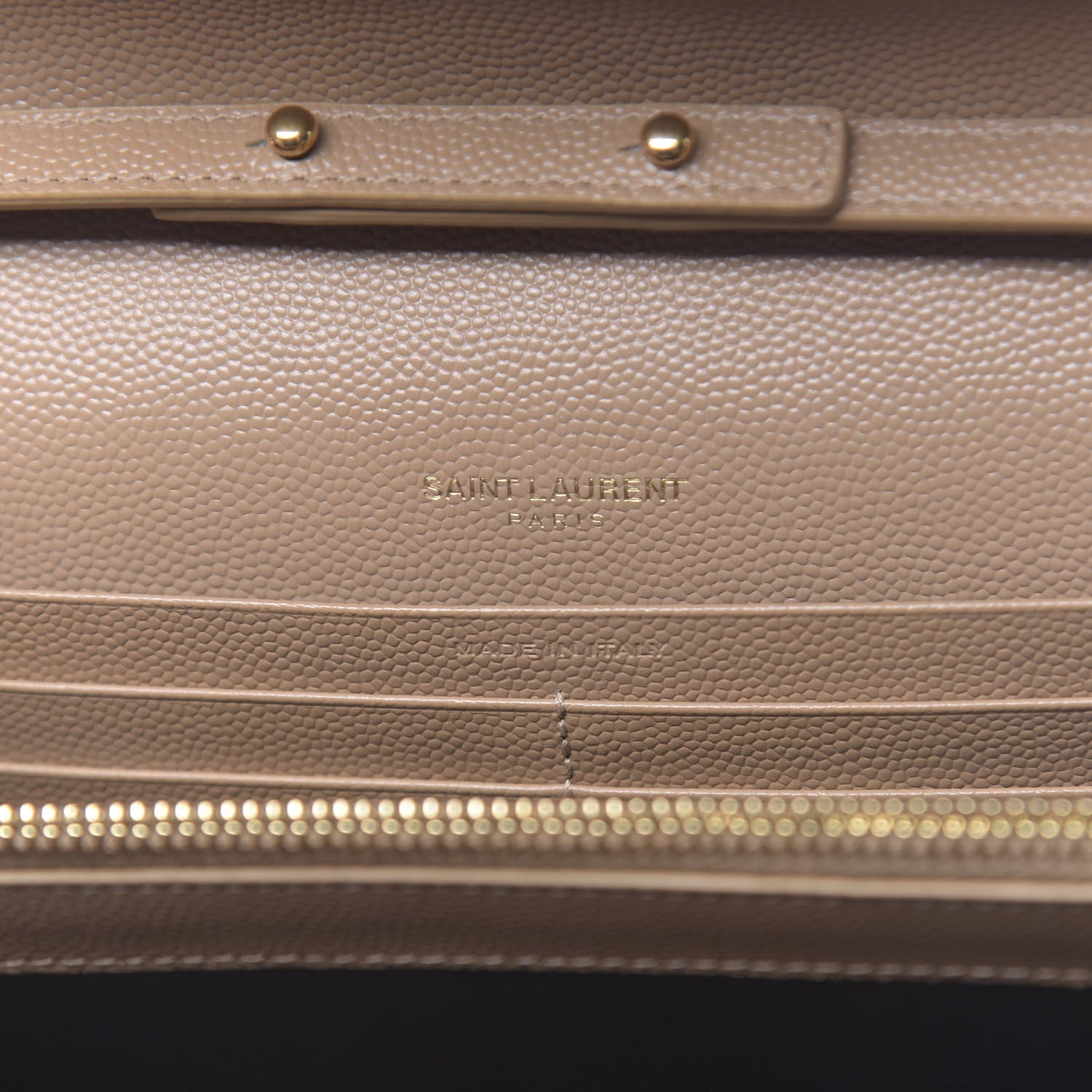 Saint Laurent Grain De Poudre Matelasse Chevron Monogram Chain Wallet Light Taupe 6 of 10