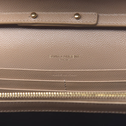 Saint Laurent Grain De Poudre Matelasse Chevron Monogram Chain Wallet Light Taupe 6 of 10