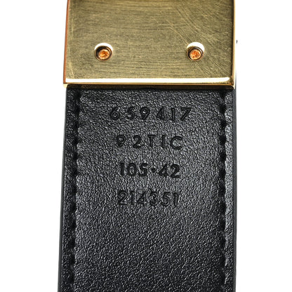 Gucci GG Supreme Monogram Plutone Calfskin Double G Reversible 30mm Belt 105 42 Beige Ebony New Acero 3 of 6
