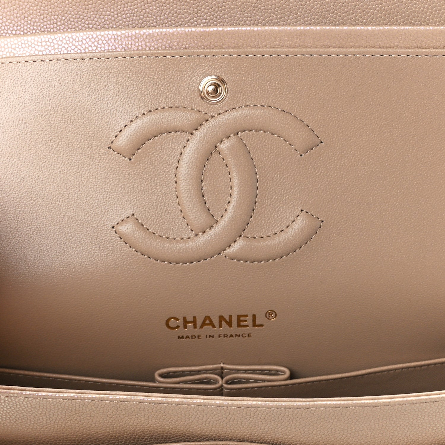 Chanel Iridescent Caviar Quilted Medium Double Flap Dark Beige 6 of 12