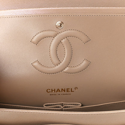 Chanel Iridescent Caviar Quilted Medium Double Flap Dark Beige 6 of 12