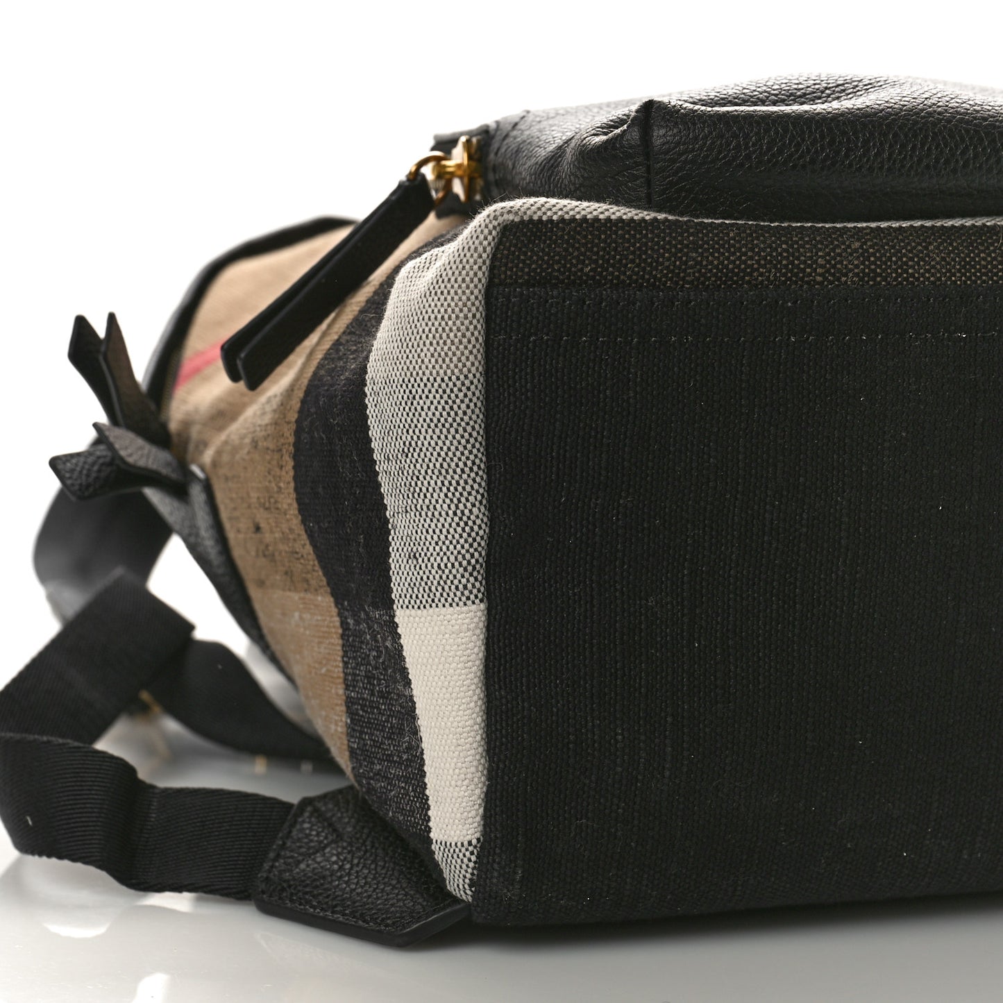 Mega Check Calfskin Abbeydale Simple Backpack Black Camel