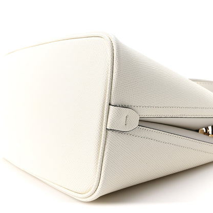 Prada Saffiano Cuir Small Matinee Tote  Bianco Black 9 of 9