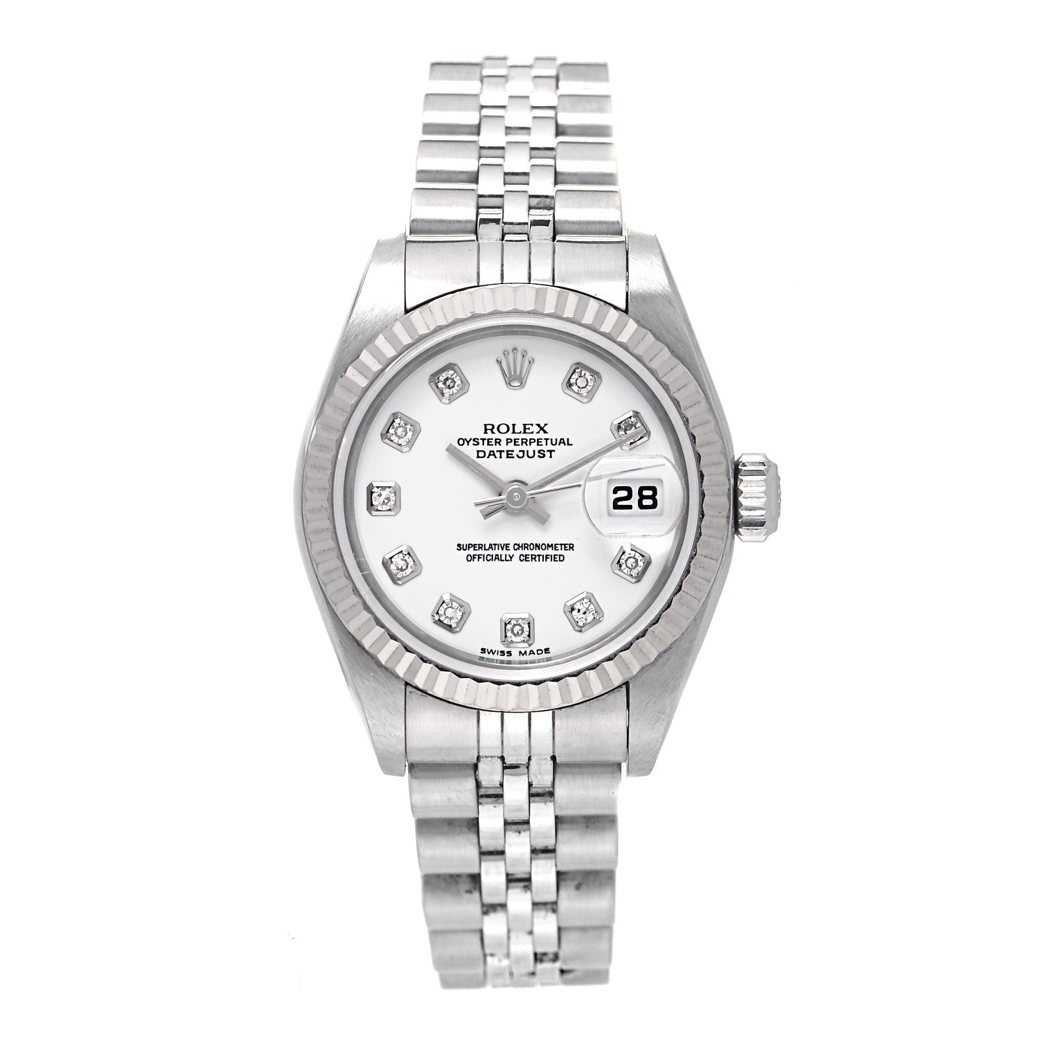 Rolex Stainless Steel 18K White Gold Diamond 26mm Oyster Perpetual Datejust Watch White 79174 2 of 8