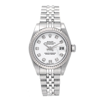 Rolex Stainless Steel 18K White Gold Diamond 26mm Oyster Perpetual Datejust Watch White 79174 2 of 8