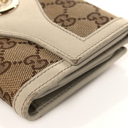 Gucci Monogram Margaux Calfskin Sukey Continental Organizer Wallet Beige Ebony Mystic White 8 of 14