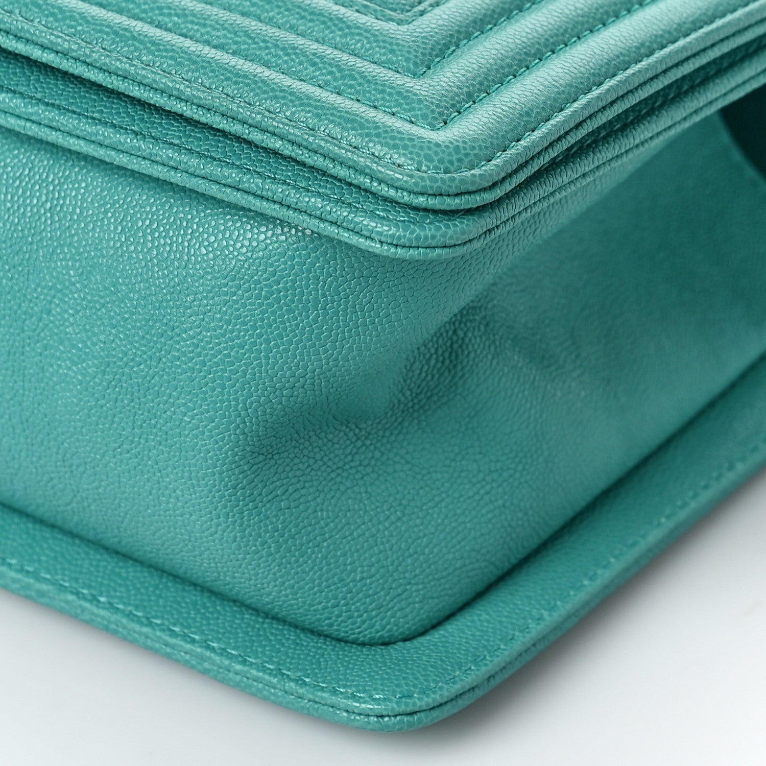 Chanel Caviar Chevron Quilted Medium Boy Flap Turquoise 8 of 8