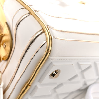 Christian Dior Calfskin Padded Macrocannage Medium Dior Vibe Zip Bowling Bag White Gold 12 of 13