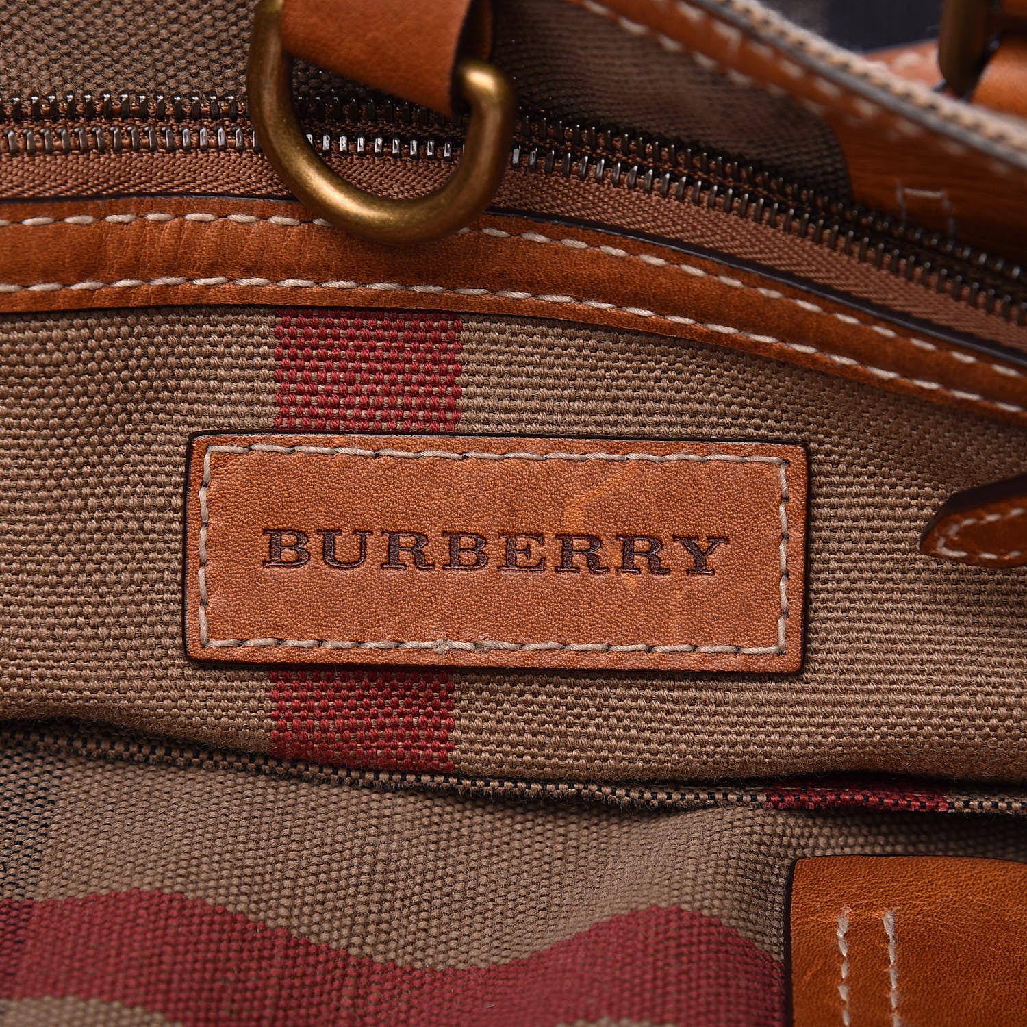 Burberry Canvas Mega Check Medium Tottenham Brit Tote Saddle Brown 6 of 11