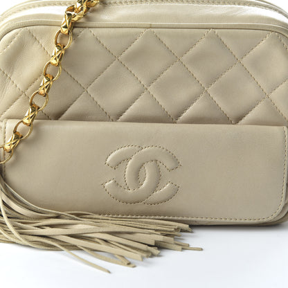 Chanel Lambskin Quilted Tassel Camera Case Beige 12 of 12