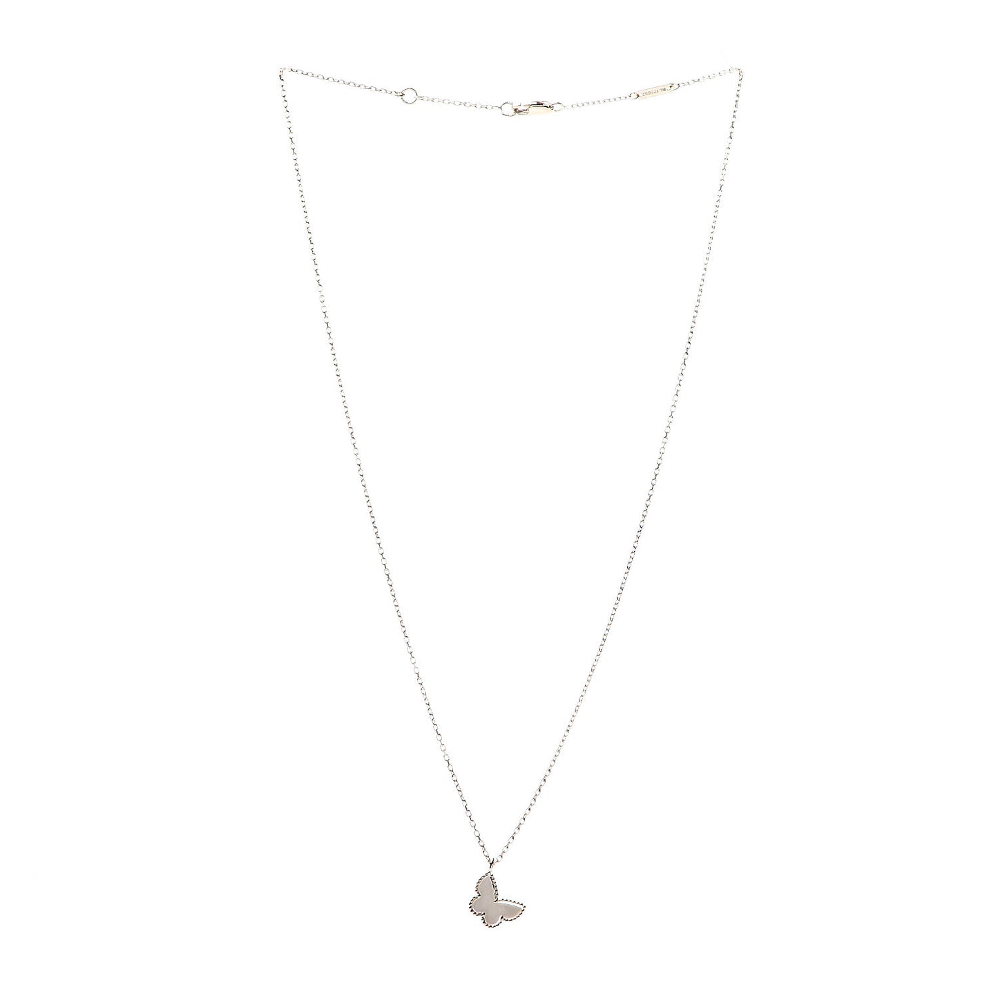 18K Yellow Gold Mother of Pearl Sweet Alhambra Butterfly Pendant Necklace