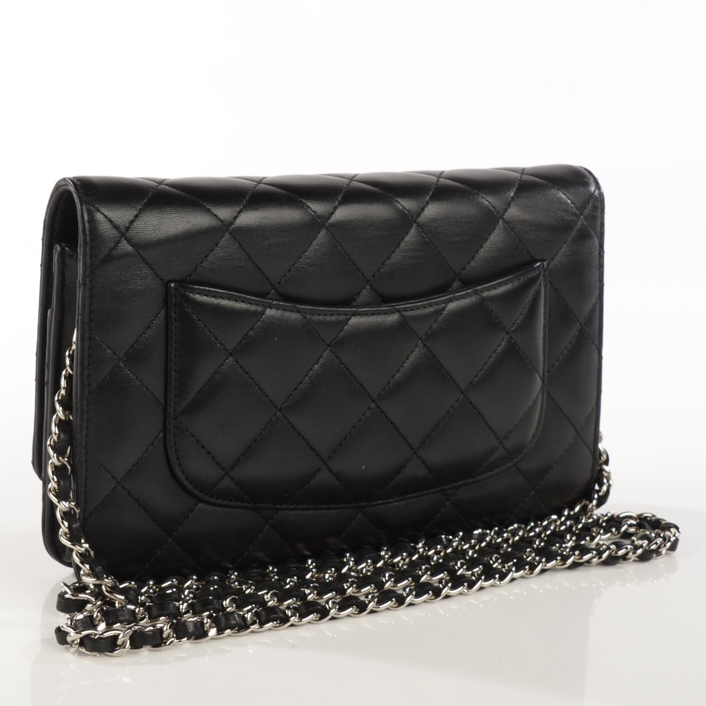 Lambskin Quilted Wallet On Chain WOC Black