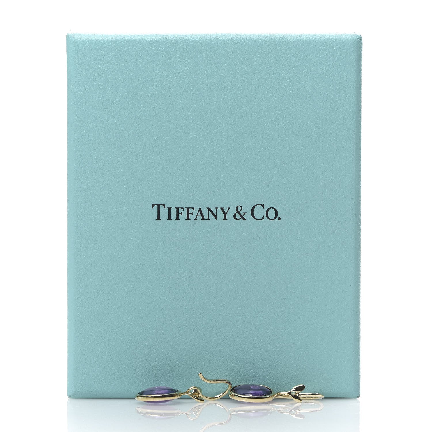 Tiffany 18K Yellow Gold Amethyst Paloma Picasso Olive Leaf Drop Earrings 5 of 5