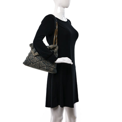 Saint Laurent Denim Quilted Medium Loulou Puffer Monogram Chain Satchel Blue Black 2 of 8