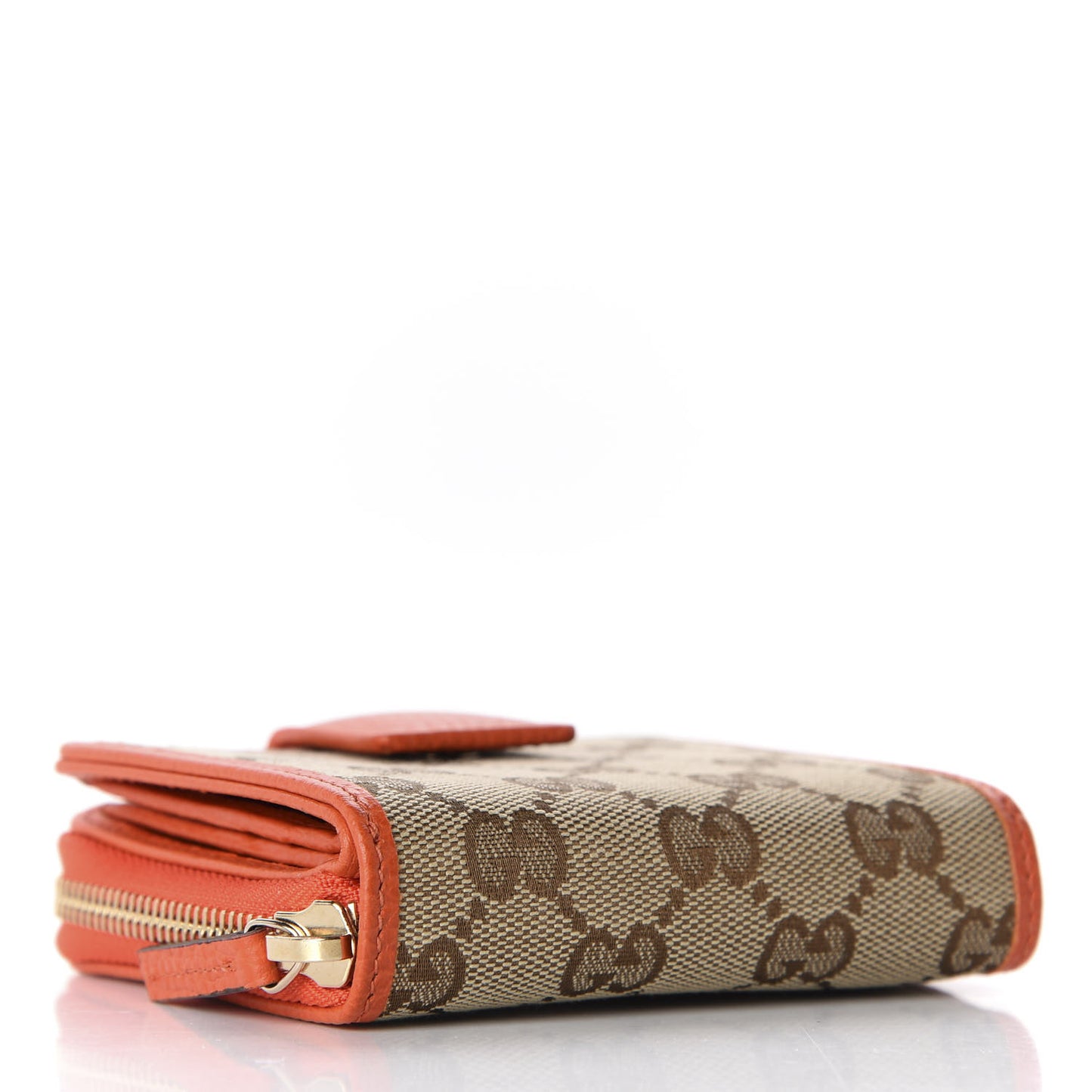 Monogram Dollar Calfskin Zip Around French Flap Wallet Beige Ebony Sun Orange