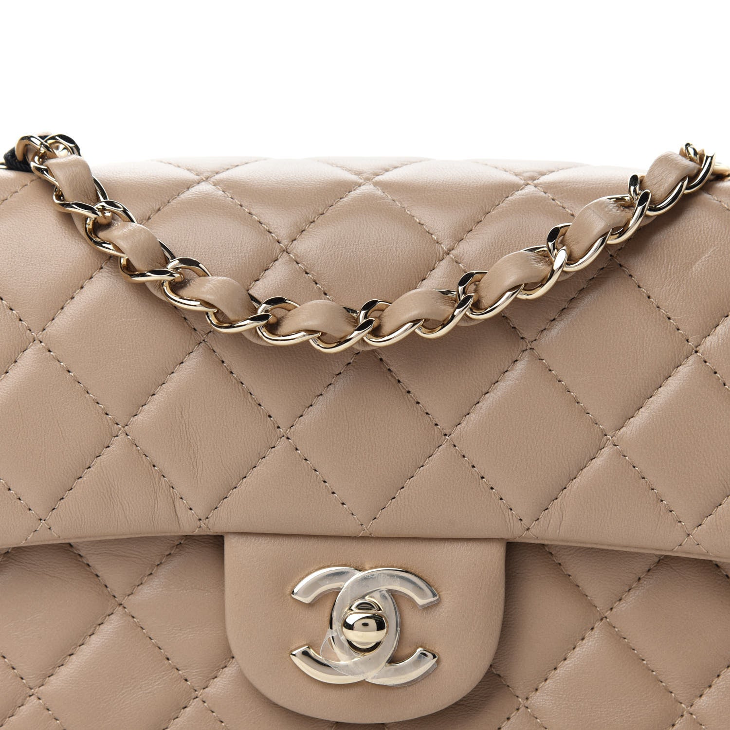 Chanel Lambskin Quilted Mini Rectangular Flap Dark Beige 8 of 11