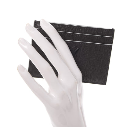 Saint Laurent Grain De Poudre Monogram Credit Card Case Grey 2 of 8