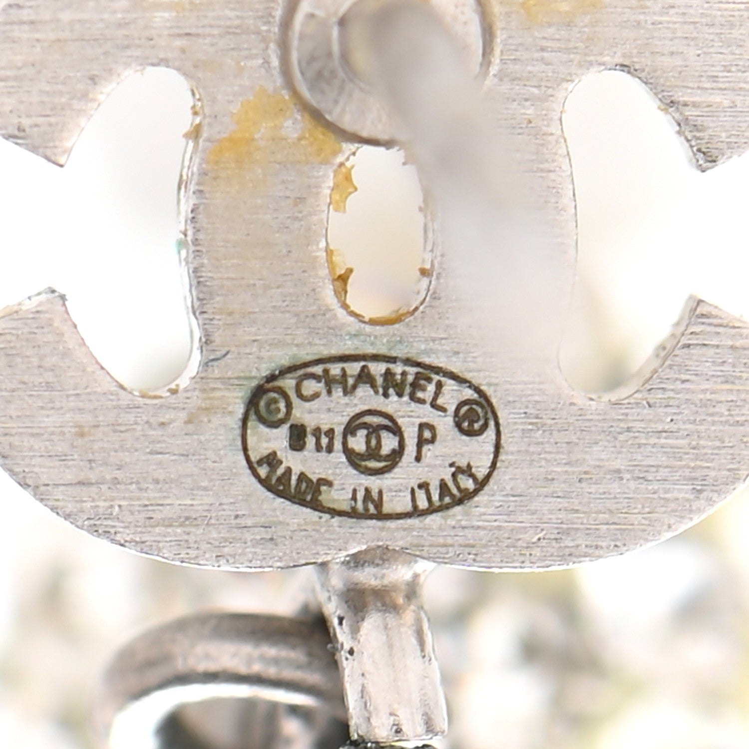 Chanel Crystal CC Drop Earrings White Silver 4 of 4