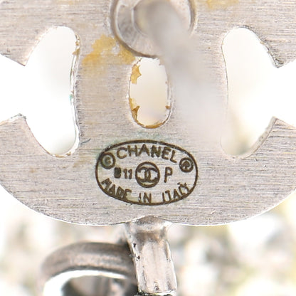 Chanel Crystal CC Drop Earrings White Silver 4 of 4