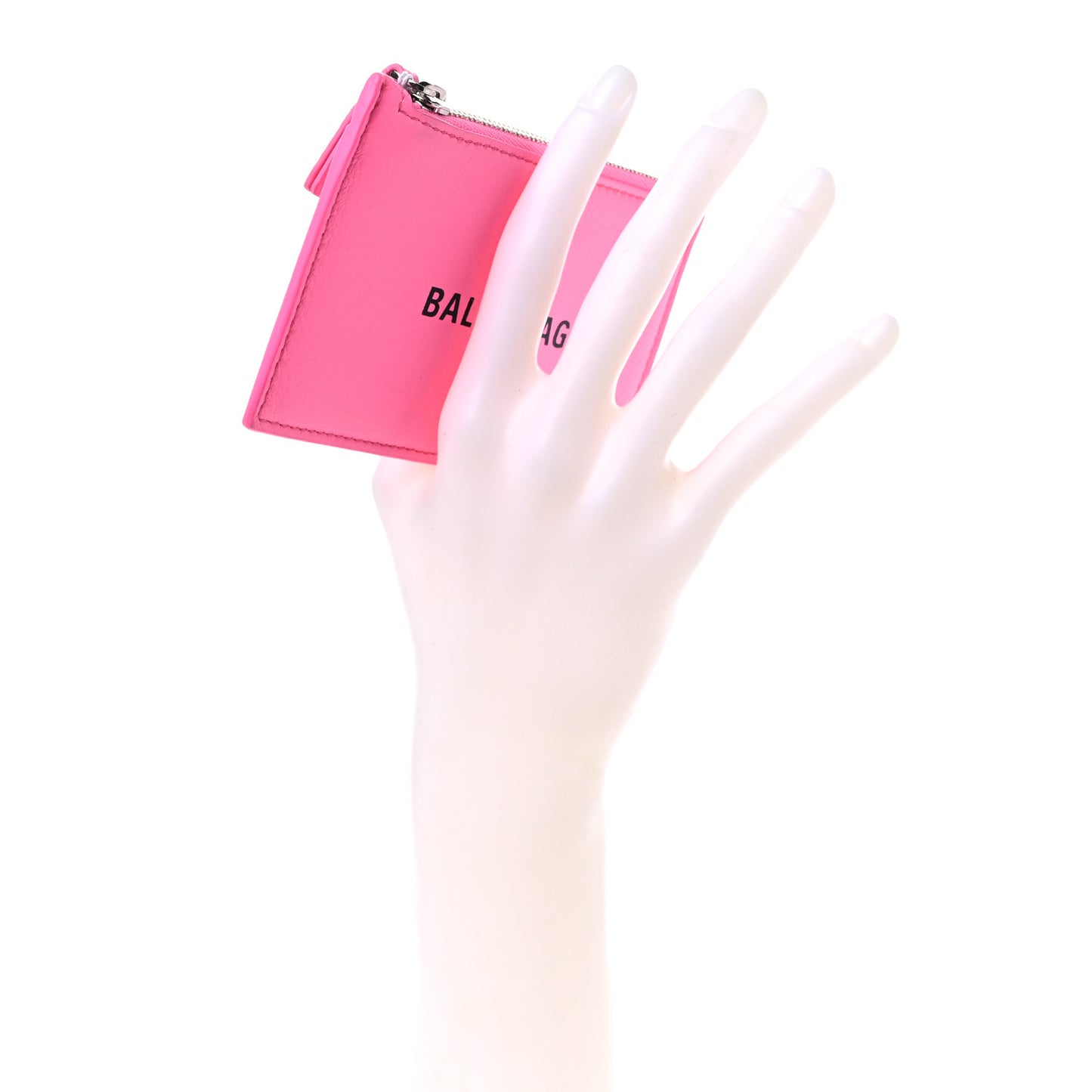 Calfskin Logo Everyday Long Coin Case Card Holder Acid Pink Black
