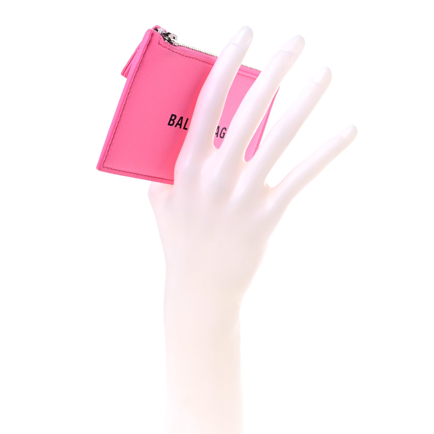 Balenciaga Calfskin Logo Everyday Long Coin Case Card Holder Acid Pink Black 2 of 7