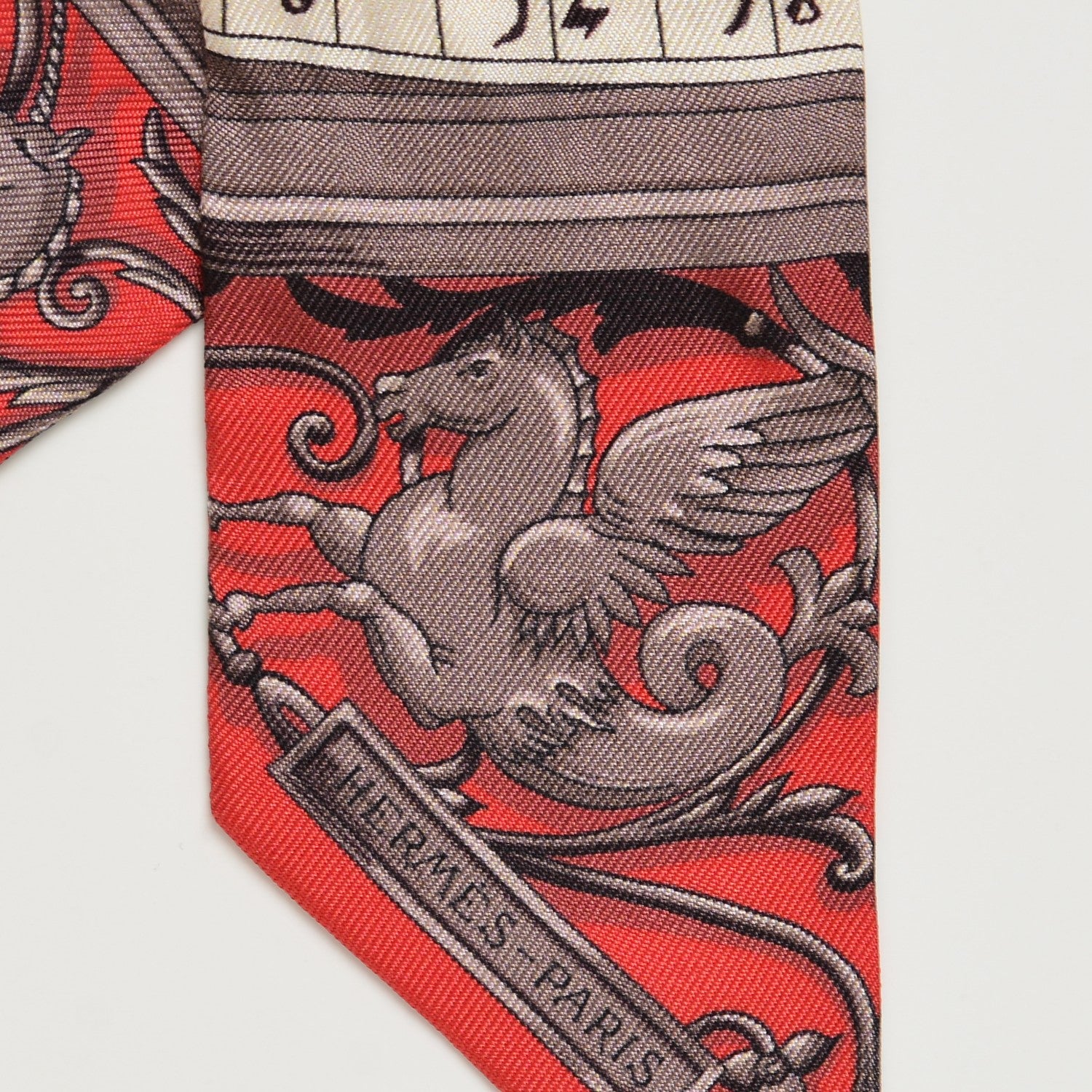 Hermes Silk Astrologie Twilly Rouge Grey Vert 3 of 6