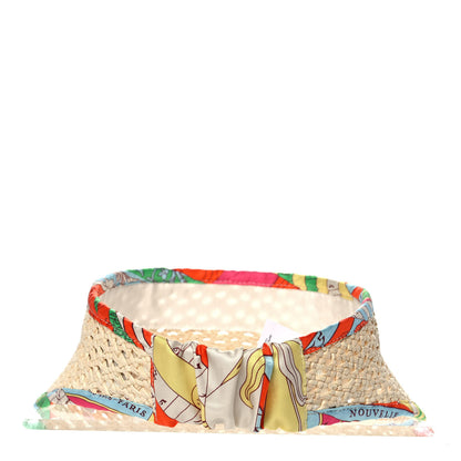 Hermes Panama Straw Woven Silk Astrologie Nouvelle Emilie Visor S Natural Amazone Pop 4 of 9