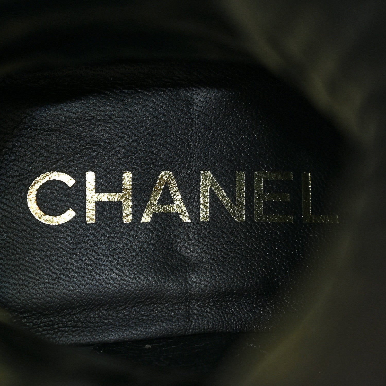 Chanel Shiny Calfskin Patent Quilted Chain Lace Up Combat Long Boots 37 Black 7 of 11