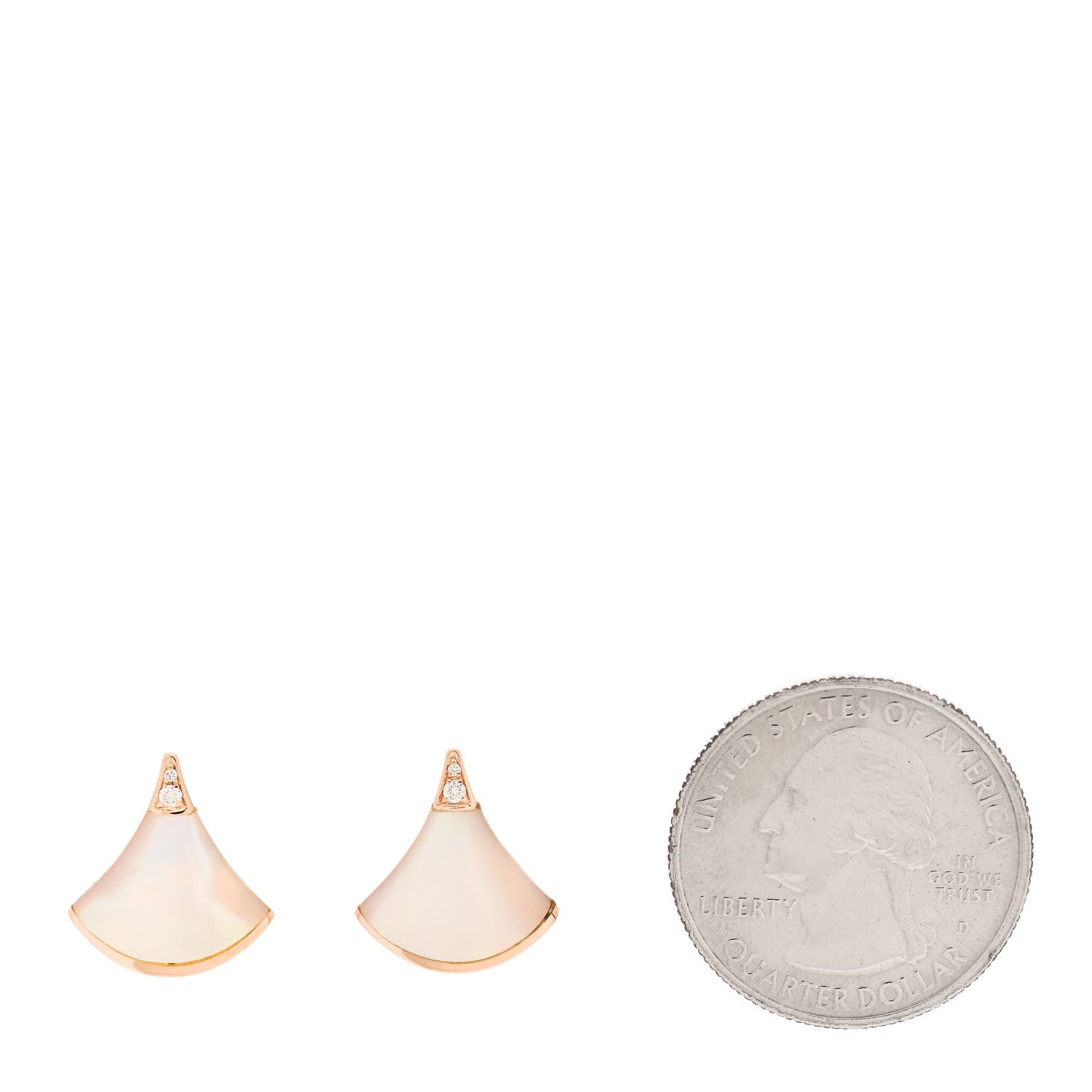 Bulgari 18K Rose Gold Diamond Mother of Pearl Divas' Dream Stud Earrings 2 of 5