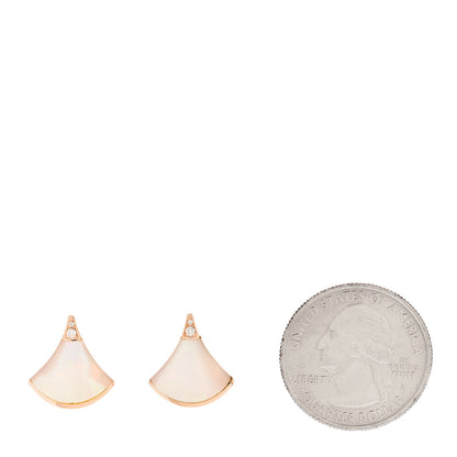 Bulgari 18K Rose Gold Diamond Mother of Pearl Divas' Dream Stud Earrings 2 of 5