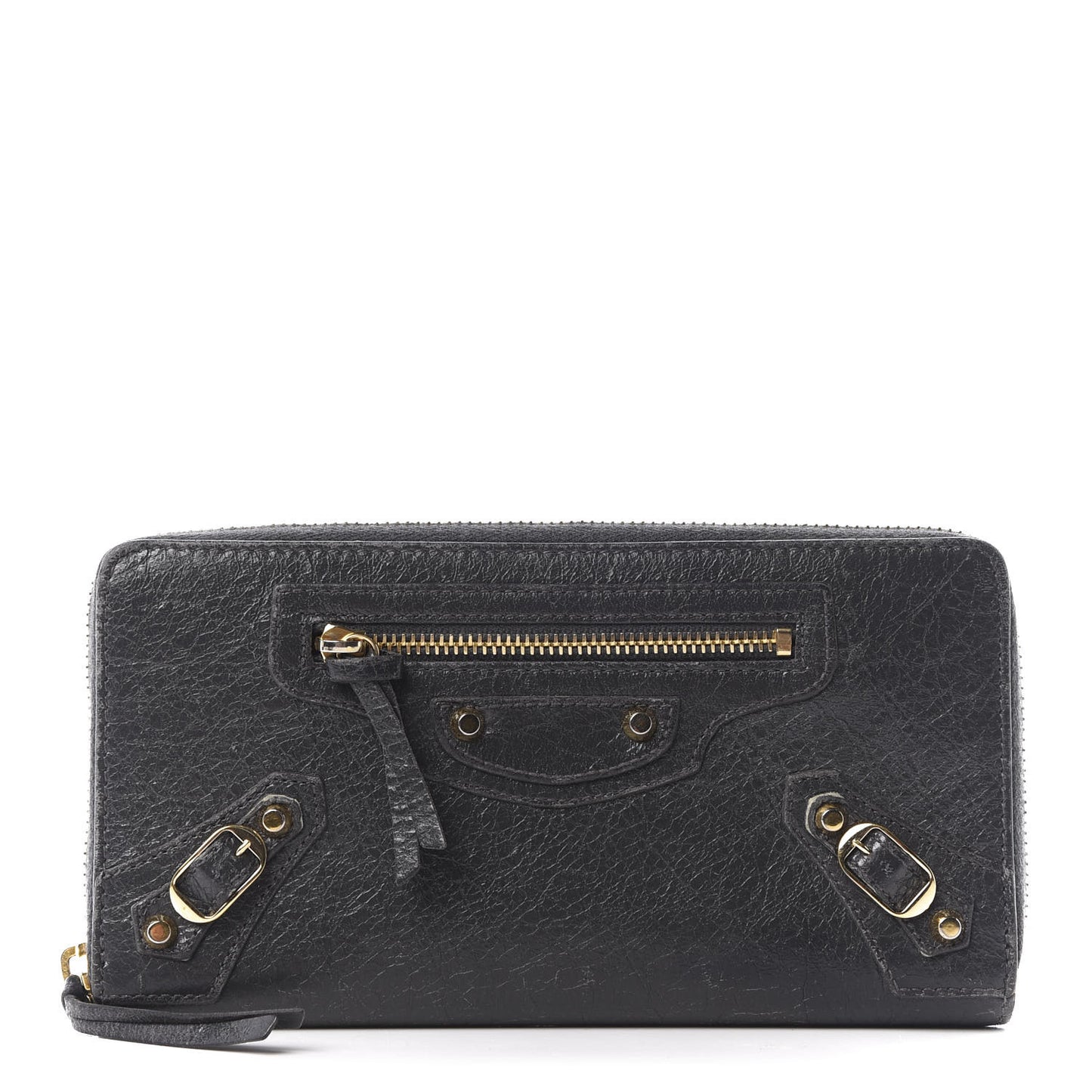 Agneau Classic Gold Hardware Continental Zip Around Wallet Gris Fossile