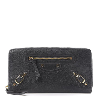 Balenciaga Agneau Classic Gold Hardware Continental Zip Around Wallet Gris Fossile 1 of 8