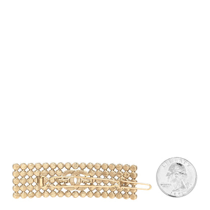 Chanel Metal Crystal CC Hair Clip Gold Black 2 of 3