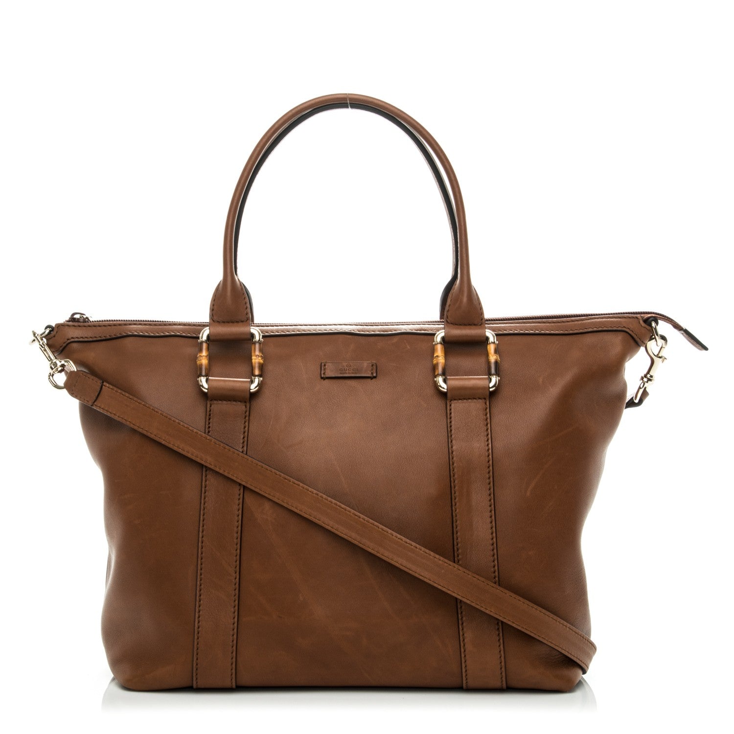 Gucci Calfskin Bamboo Top Handle Tote Brown 1 of 7