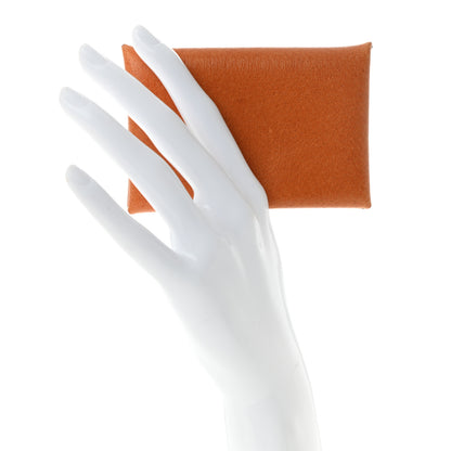 Hermes Peau Porc Calvi Card Case Toffee 2 of 9