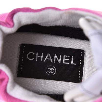 Chanel Denim Suede Calfskin Womens CC Sneakers 36.5 Pink 6 of 8