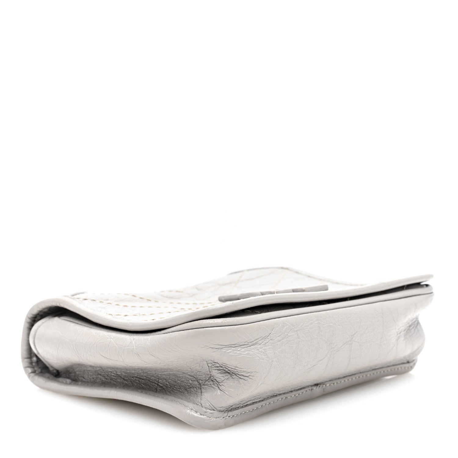 Saint Laurent Crinkled Calfskin Matelasse Monogram Niki Chain Wallet Light Grey 4 of 9