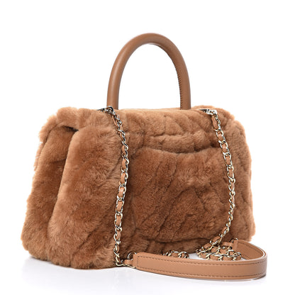 Chanel Shearling Lambskin Coco Handle Flap Dark Beige 3 of 10