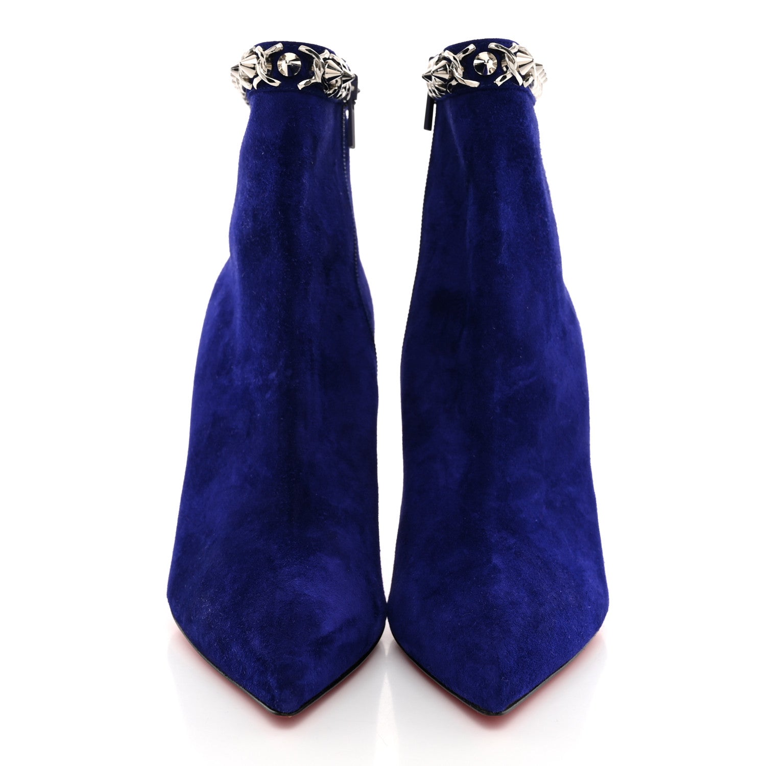 Christian Louboutin Veau Velour Booty Chain 100 Ankle Boots 40.5 Night 3 of 10