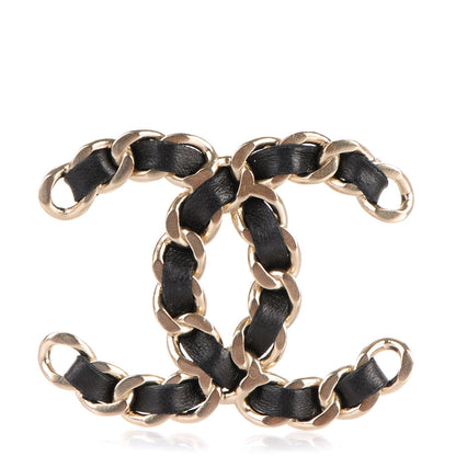 Chanel Lambskin Chain CC Brooch Black Gold 1 of 4