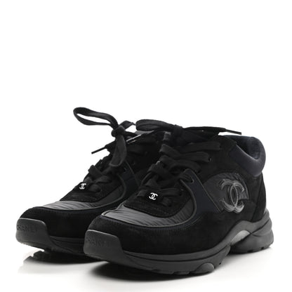 Chanel Nylon Calfskin Suede Calfskin CC Sneakers 36.5 Black 3 of 8