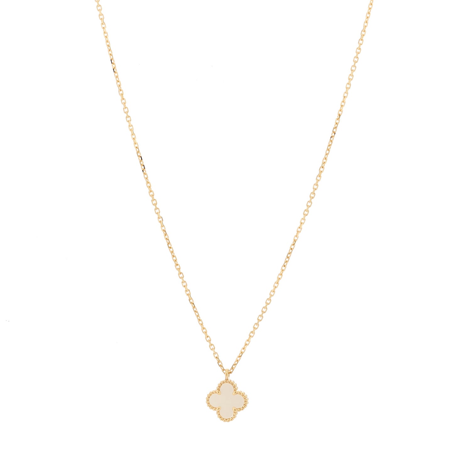 18K Yellow Gold Mother of Pearl Sweet Alhambra Pendant Necklace