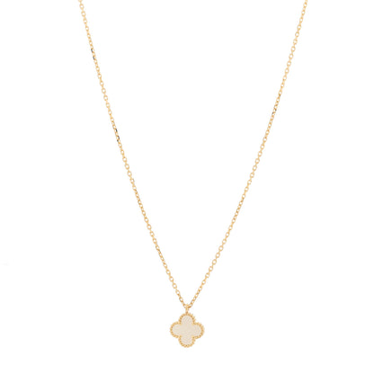 Van Cleef & Arpels 18K Yellow Gold Mother of Pearl Sweet Alhambra Pendant Necklace 1 of 6