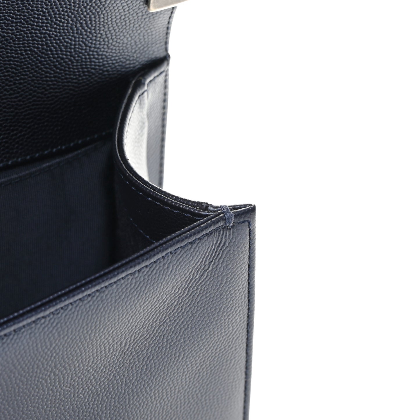 Metallic Caviar Quilted Medium Boy Flap Navy